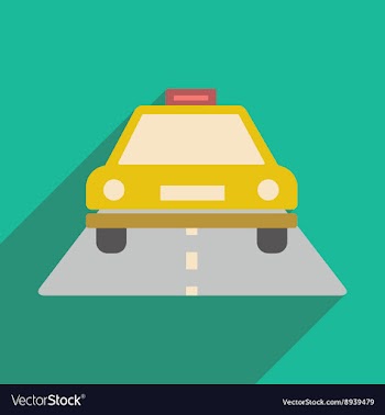 Flat with shadow icon and mobile application taxi vector image