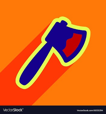 Flat with shadow Icon Axe on a colored background vector image
