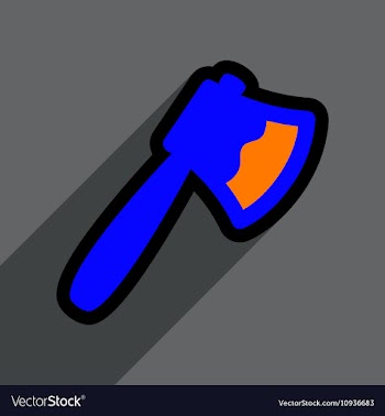 Flat with shadow Icon Axe on a colored background vector image