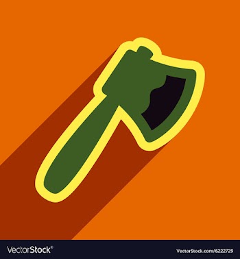 Flat with shadow Icon Axe on a colored background vector image