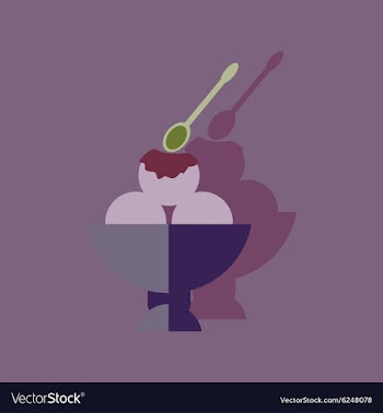 Flat with shadow Icon balls of ice cream in bowl vector image