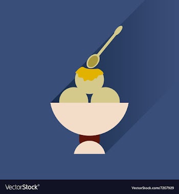 Flat with shadow Icon balls of ice cream in bowl vector image