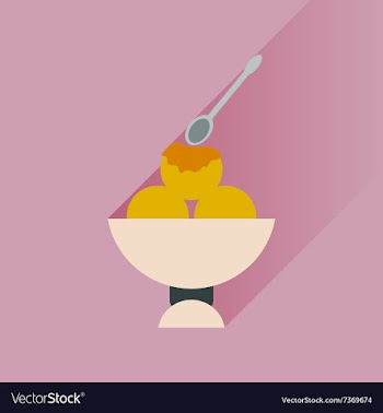 Flat with shadow Icon balls of ice cream in bowl vector image
