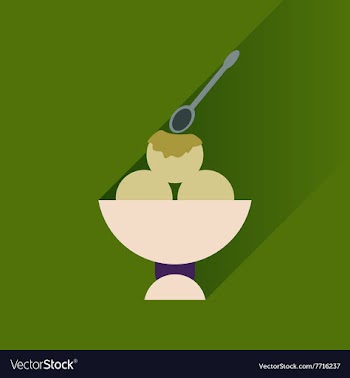 Flat with shadow Icon balls of ice cream in bowl vector image