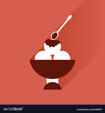 Flat with shadow Icon balls of ice cream in bowl vector image