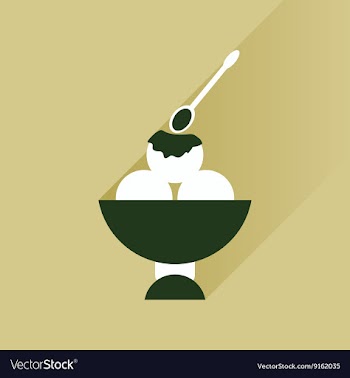 Flat with shadow Icon balls of ice cream in bowl vector image