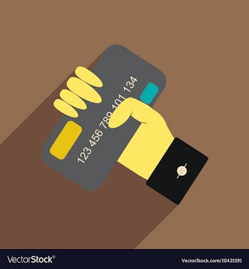 Flat with shadow icon bank card in hand vector image