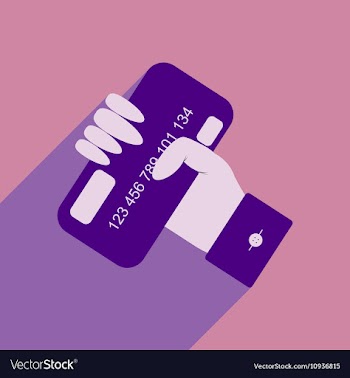 Flat with shadow icon bank card in hand vector image