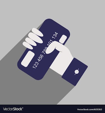 Flat with shadow icon bank card in hand vector image