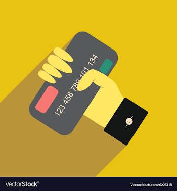 Flat with shadow icon bank card in hand vector image