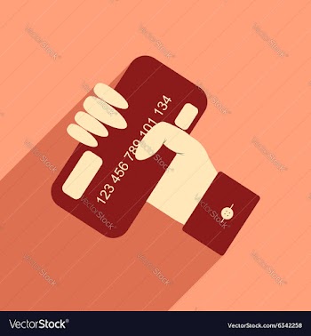 Flat with shadow icon bank card in hand vector image