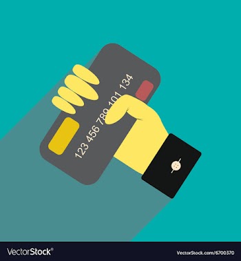 Flat with shadow icon bank card in hand vector image
