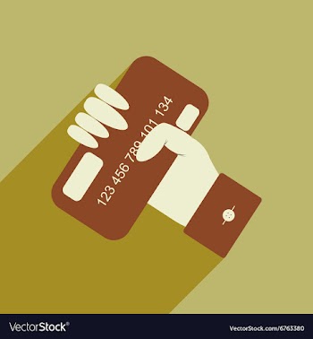 Flat with shadow icon bank card in hand vector image