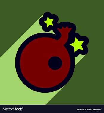 Flat with shadow Icon Bomb and stars on colored vector image