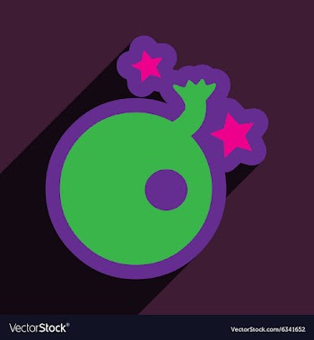 Flat with shadow Icon Bomb and stars on colored vector image