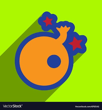 Flat with shadow Icon Bomb and stars on colored vector image