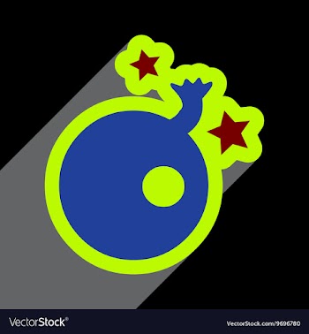 Flat with shadow Icon Bomb and stars on colored vector image