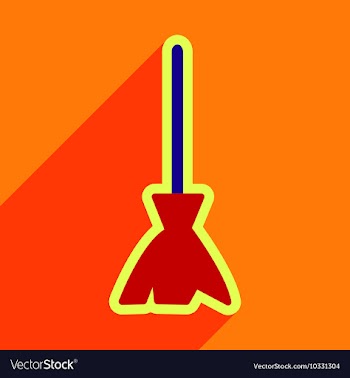 Flat with shadow Icon broom bright background vector image