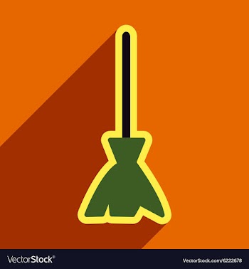 Flat with shadow Icon broom bright background vector image