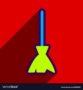 Flat with shadow Icon broom bright background vector image