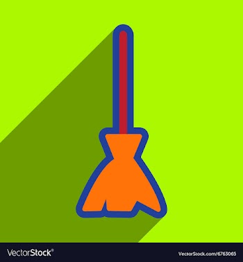 Flat with shadow Icon broom bright background vector image