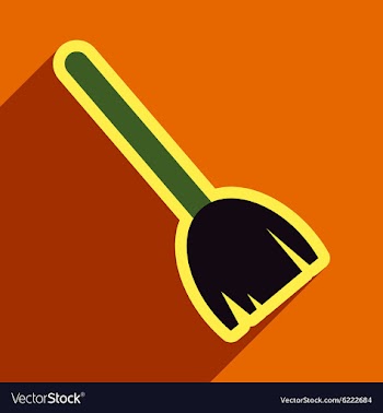 Flat with shadow Icon broom on bright background vector image