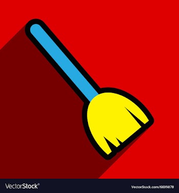 Flat with shadow Icon broom on bright background vector image