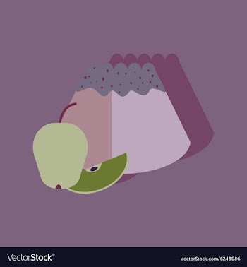 Flat with shadow Icon bun apple bright background vector image