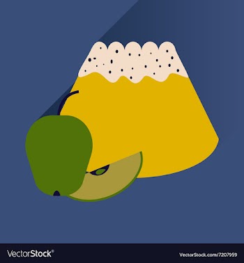 Flat with shadow Icon bun apple bright background vector image