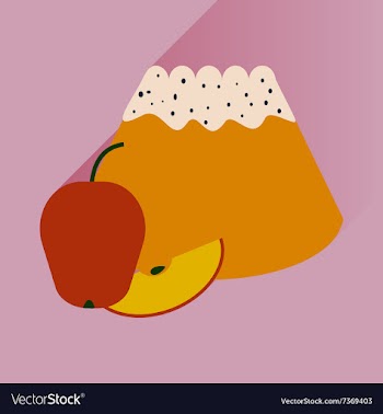 Flat with shadow Icon bun apple on bright vector image