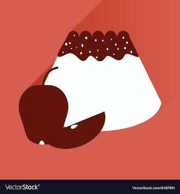 Flat with shadow Icon bun apple on bright vector image