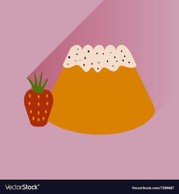 Flat with shadow Icon Bun strawberries on bright vector image