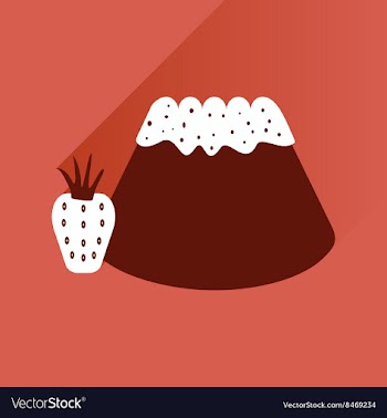 Flat with shadow Icon Bun strawberries on bright vector image