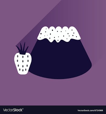 Flat with shadow Icon Bun strawberries on bright vector image