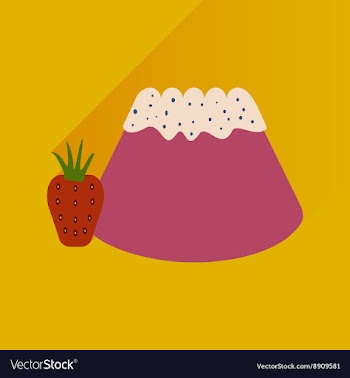 Flat with shadow Icon Bun strawberries on bright vector image