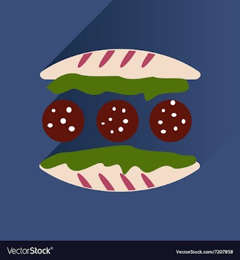 Flat with shadow Icon Burger on stylish background vector image