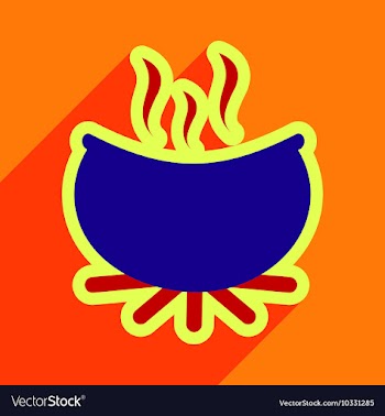 Flat with shadow icon cauldron on a bright vector image