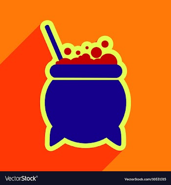 Flat with shadow icon cauldron on a bright vector image