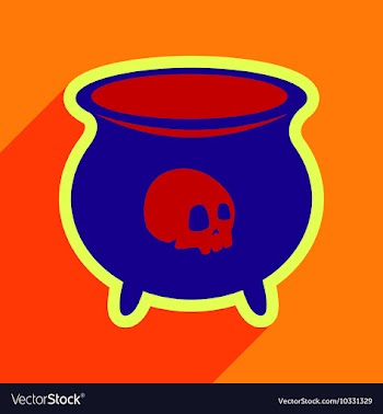 Flat with shadow icon cauldron on a bright vector image