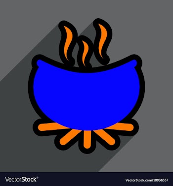 Flat with shadow icon cauldron on a bright vector image