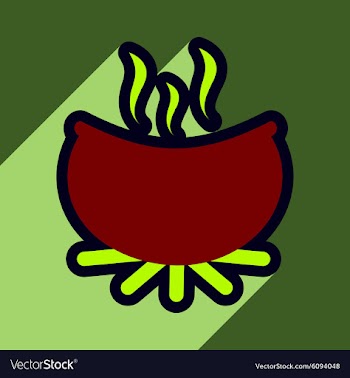 Flat with shadow icon cauldron on a bright vector image