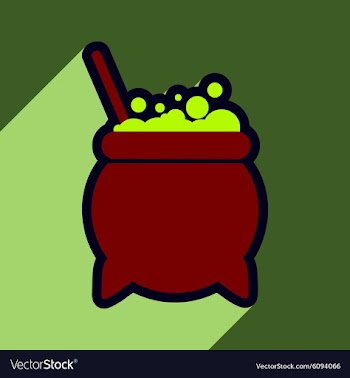 Flat with shadow icon cauldron on a bright vector image