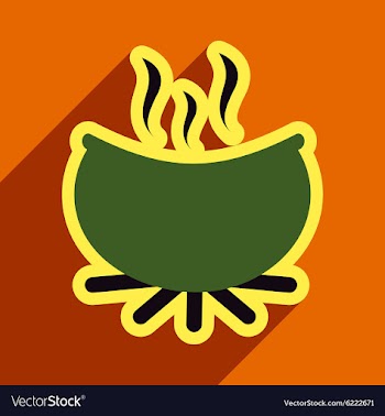 Flat with shadow icon cauldron on a bright vector image