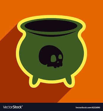 Flat with shadow icon cauldron on a bright vector image