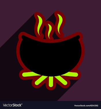 Flat with shadow icon cauldron on a bright vector image