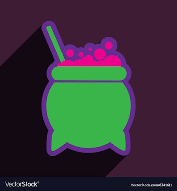 Flat with shadow icon cauldron on a bright vector image