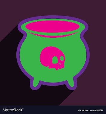 Flat with shadow icon cauldron on a bright vector image