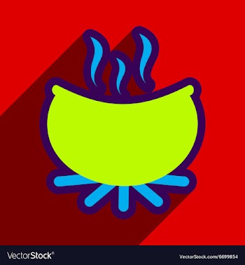 Flat with shadow icon cauldron on a bright vector image