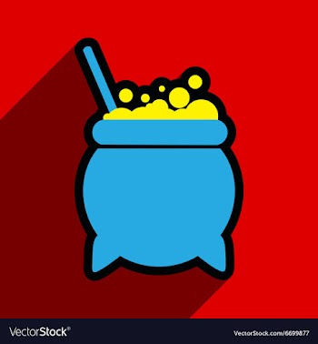 Flat with shadow icon cauldron on a bright vector image