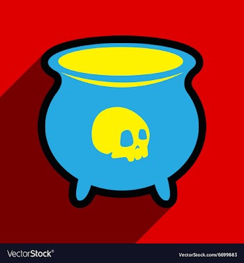 Flat with shadow icon cauldron on a bright vector image